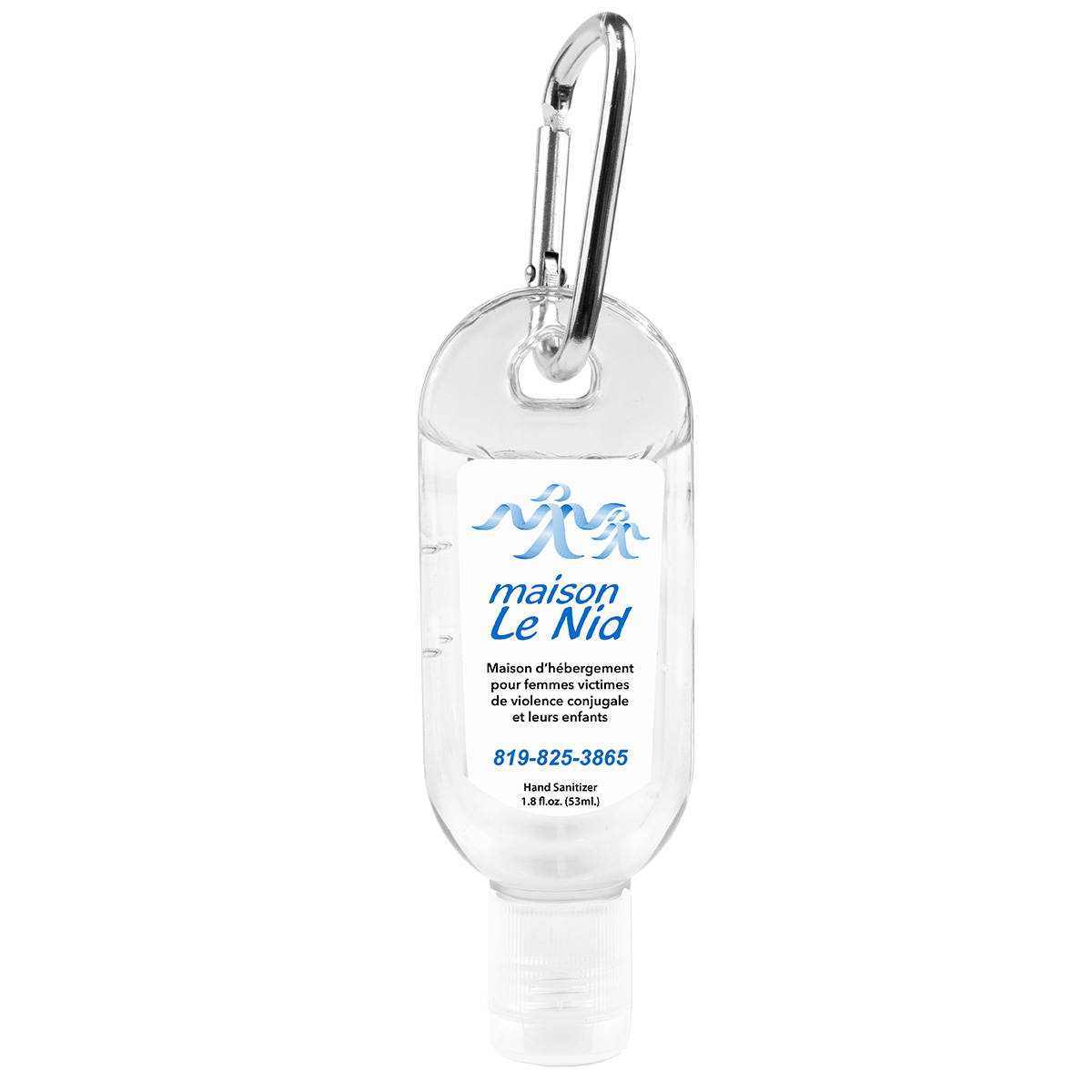 1.8 oz Hand Sanitizer Antibacterial Gel in Flip-Top Bottle with Carabiner